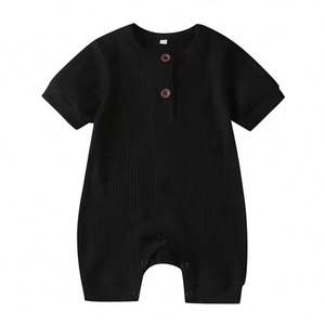 Nouveau-né bébé fille bébé garçon Onesie couleur unie une pièce enfant en bas âge garçon fille décontracté vêtements confortables - Product Image 3