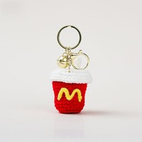 Nouveau porte-clés en crochet Hamburger et Frites - Pendentif de sac amusant en crochet pour couple, idéal comme cadeau