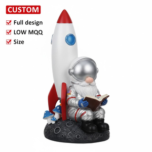 Figurine de gnome astronaute personnalisée style <span class=keywords><strong>NASA</strong></span> en résine avec navette spatiale pour décoration de jardin extérieur sur le thème de l'espace - Product Image 1