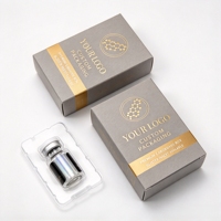 Boîte pliable en carton noir mat avec logo personnalisé, compatible avec les flacons en verre de 3 ml et 10 ml, emballage pour flacons en verre de recherche