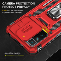 Coque de téléphone antichoc pour caméra coulissante pour Xiaomi Poco F5 X5 X4 pour Redmi Note 12 Pro A1 Plus 9A 10A 10C support d'anneau magnétique