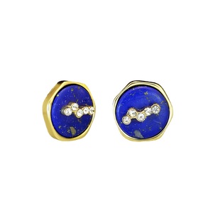 Orecchini a Bottone Vintage con Dettaglio in Pietra Blu, Design Classico, Accessori di Moda per Donne - Product Image 5