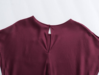 Robes longues décontractées d'été pour femmes, col rond, design élégant, couleur bordeaux, satin tendance