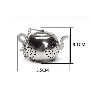Teiera a forma di infusore per tè 304 in acciaio inox palla da tè <span class=keywords><strong>con</strong></span> catena in oro argento gancio e vassoio di gocciolamento per ufficio filtro da cucina - Product Image 2
