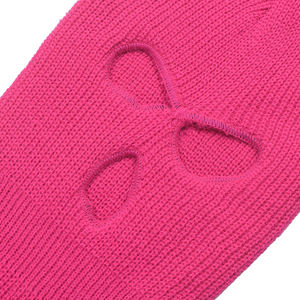 Balaclava wajah penuh warna murni masker Balaclava rajutan tiga lubang akrilik sejuk Logo kustom - Product Image 3