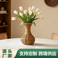 Panier décoratif en rotin tressé à la main pour arrangements floraux, vases et épi de blé, idéal pour le dropshipping transfrontalier et respectueux de l'environnement