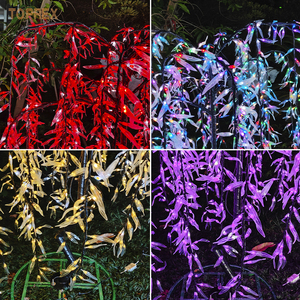 H 2m fer pôle LED saule pleureur <span class=keywords><strong>plantes</strong></span> artificielles lumière décorative <span class=keywords><strong>rue</strong></span> extérieure coloré synchroniser Flash éclairage - Product Image 2