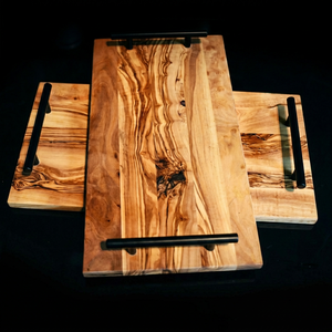 Plateau à thé en bois fait main pour le café et les collations - Product Image 1