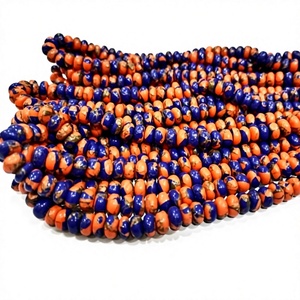 Perles rondes lisses de 8 mm en cornaline de Mohave naturelle, lapis-lazuli bleu et turquoise cuivrée - Product Image 1
