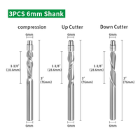 Vente chaude Carbure 1/4 ''1/2'' Tige Nano Revêtement Up Down Cut Spiral Bit Compression Flush Garniture Routeur Bit Bois Avec Roulement