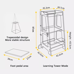 Montessori Wooden Solid Wood Lightweight Foldable Kids Toddler Kitchen Helper Develop Independence <b>Learning</b> <b>Tower</b> Step Stool - Product Image 5