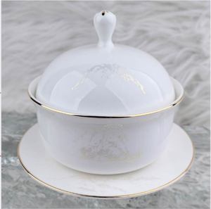 Bone China Soup <b>Warmer</b> Lid Gold Rim Classic Design Heat Resistant Dishwasher Safe Dinnerware Set 45% High Bone China Engraved - Product Image 6