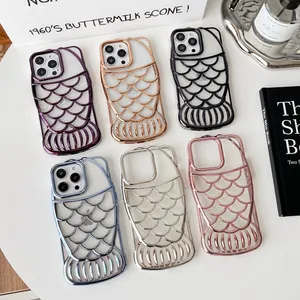 New Arrival Transparent Fish Scale Shape Electroplated Phone Cases For Iphone 15 14 13 12 11 Pro Cover Phone Case Luxury