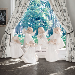 Ceramica bianca piccolo angelo che canta ornamenti di gruppo per le vacanze <span class=keywords><strong>decorazioni</strong></span> per la casa regali per natale e altri festival - Product Image 2