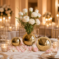 Ensemble de 3 vases sphériques en résine plaquée or, finition miroir, pot à fleurs, décoration de luxe pour la maison, centre de table pour mariage, ornement de table