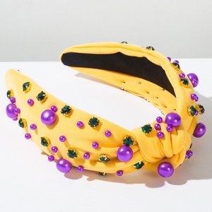 Diadema de ala ancha estilo europeo-americano con nudo de tela y pedrería de Papá Noel y árbol de Navidad para mujer, superventas - Product Image 3