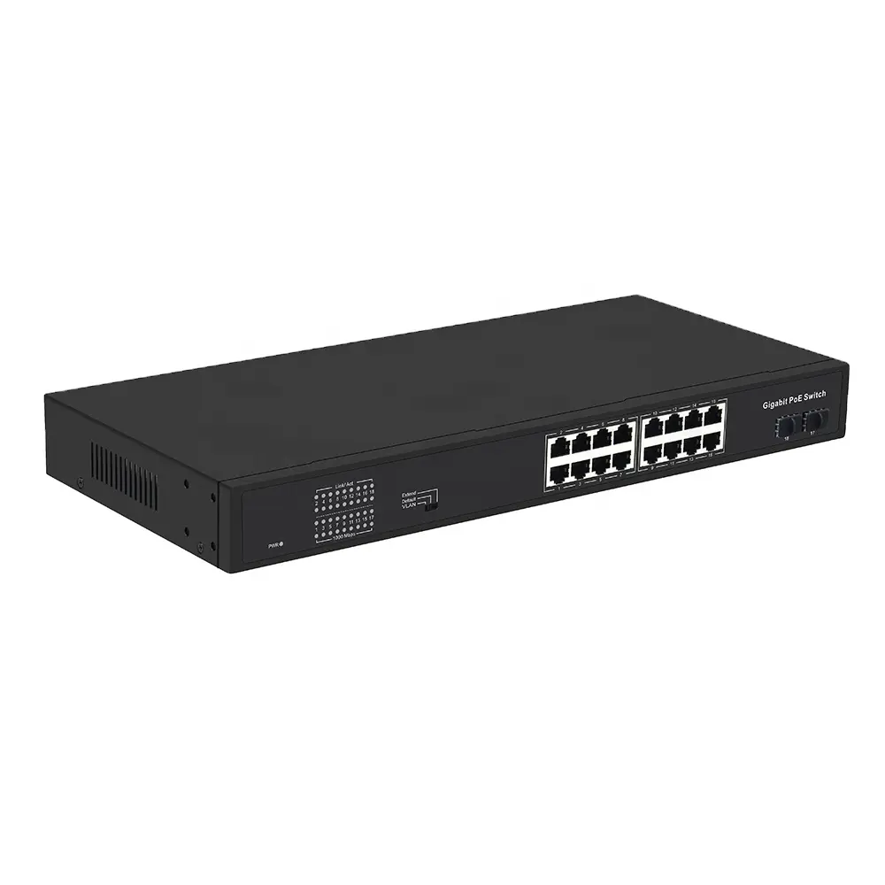 16 портов PoE Быстрый коммутатор Ethernet 16 портов PoE коммутатор с гигабитным SFP сетевым коммутатором для IP-камеры и беспроводной AP