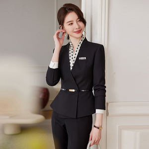 Traje de Negocios para Mujer Otoño Invierno, Uniforme Profesional de Oficina para Recepcionista de Hotel, Ropa de Trabajo - Product Image 1