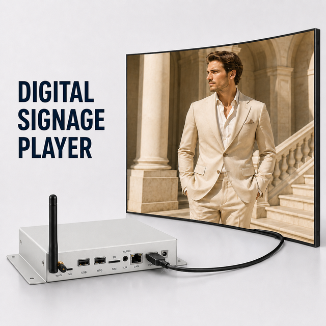 Android Digital Signage Box RK3568 AD Player Converts Regular Screens Into Digital Signage for Luxury Fashion Retail Stores