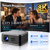 Projecteur Android 1080p prenant en charge la décodage vidéo 8K, projecteurs intelligents Wifi, équipements de présentation, films à domicile