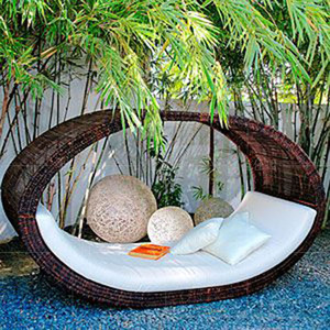 Cama redonda para exteriores, para patio, balcón, piscina, sofá cama de exterior, tumbona de <span class=keywords><strong>playa</strong></span>, silla mecedora, para guardería - Product Image 4