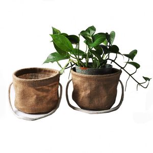 Eco-friendly Round Jute Fabric Hanging <b>Planter</b> Grow Bag - Product Image 3