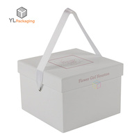 Boîtes à fleurs rigides en carton blanc carrées de luxe, vides, avec gaufrage, laminage mat, revêtement UV, faites à la main