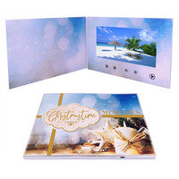 Carte de vœux pour noël, 2 pièces, écran LCD numérique 7 pouces, carte vidéo de vœux