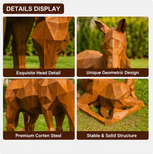 Escultura de Metal de Caballo Potro de Acero Corten Geométrico Moderno de Tamaño Real BSA, Arte Metálico para Paisajes y Instalaciones en Patios de Villas - Product Image 3