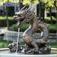 Fontaine d'eau classique en bronze, sculpture de dragon, fontaine d'eau en laiton, statue pour jardin extérieur