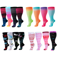 Chaussettes de compression grande taille à mollet large, très extensibles, pour hommes et femmes en surpoids
