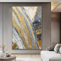 Cuadro Original Pintado a Mano sobre Lienzo con Textura de Lámina Dorada Gris, Arte Moderno para Decoración del Hogar, Pintura de Lujo, Tamaños Personalizados