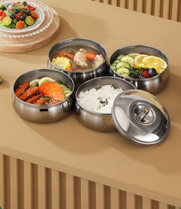 Porta via metallo Tiffin 2/3/4/5 strati in acciaio inox contenitore cibo scatola per il pranzo con manico a forma di tamburo 16CM - Product Image 6