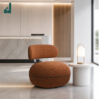 Fauteuil pivotant rond en tissu texturé Boucle, chaise rembourrée pour réception, idéal pour hall commercial, bureau, salle d'attente