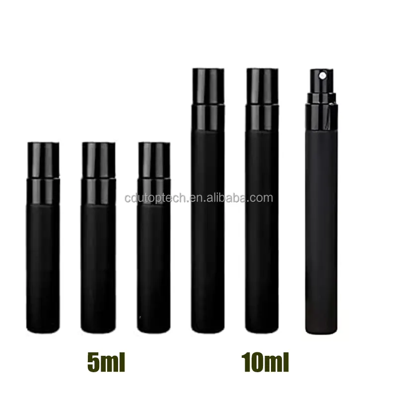 Wholesale Empty Oil Perfume Atomizer 5ml 10ml Frosted Small Black Glass Mini Perfume Bottle With Spray
