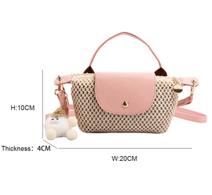 Borsa Estiva in Paglia Leggera e Portatile Stile Bohémien, Borsa a Tracolla per Vacanze e Spiaggia per Donne - Product Image 6