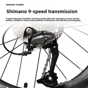 Vélo de <span class=keywords><strong>route</strong></span> KOSDA 22 pouces en alliage d'aluminium ultra-léger à 9 vitesses avec freins à double disque et <span class=keywords><strong>guidon</strong></span> <span class=keywords><strong>plat</strong></span> pour hommes et femmes - Product Image 3