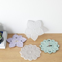 INTODIY Moules en silicone pour gouttières à bijoux, ornements, cadran d'horloge, feuilles de lotus, fleurs, en résine de gypse pour aromathérapie