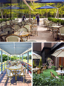 Silla de café francesa de lujo, restaurante de ratán, muebles de exterior, sillas de comedor francesas <span class=keywords><strong>Bistro</strong></span> apilables de mimbre - Product Image 5