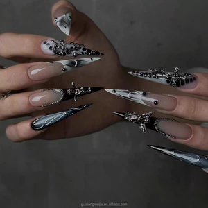 <span class=keywords><strong>Ongles</strong></span> press-on faits main, longs, pointus, <span class=keywords><strong>multicolores</strong></span>, effet néon, pour les soirées en boîte de nuit - Product Image 2