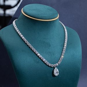 สร้อยคอเทนนิสเพชรเม็ดกลมทรงลูกแพร์หรูหรา 18k ทองคำขาว รุ่น MSN-943 จาก Messi Jewelry แบบสั่งทำพิเศษ - Product Image 2