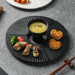 Fan Shaped <b>Ceramic</b> Sushi <b>Plate</b> Porcelain Dessert Serving Dish Irregular Tableware for Restaurant Party - Product Image 3