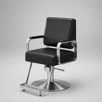 Chaise de barbier haut de gamme en acier inoxydable, réglable en hauteur, avec accoudoirs pivotants, nouveau style chinois pour salons de coiffure et barbiers