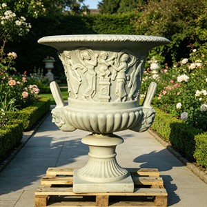 Support à fleurs en pierre sculptée avec tête d'animal de style européen classique, grande jardinière extérieure personnalisée pour hôtels, clubs, parcs et projets d'aménagement - Product Image 5
