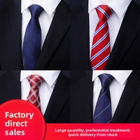 Dasi Pria Kasual Poliester Jacquard Weave Bergaris Beritsleting Profesional untuk Pernikahan Groom Gaya Korea Ikat Tangan A02