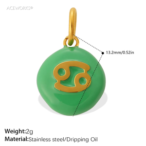 Amuleto de Caramelo del Zodiaco |   Colgante del Zodiaco de Acero Inoxidable con Baño de Oro PVD de 18K y Esmalte Colorido |   Impermeable, Hipoalergénico y Resistente al Deslustre - Product Image 6