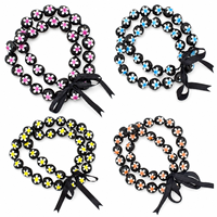 Collier Hawaïen en Noix de Kukui Polies, Motif Fleur de Plumeria Peint à la Main, Accessoire de Mode Tropicale pour Femme