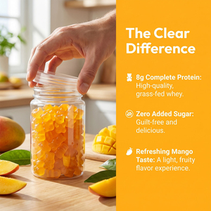 Gomitas de Proteína de Suero de Leche Sin Azúcar, Sabor Mango, 8g de Proteína <span class=keywords><strong>Completa</strong></span> de Animales Alimentados con Pasto por Porción, Apoyo Muscular Post-Entrenamiento, OEM ODM - Product Image 5