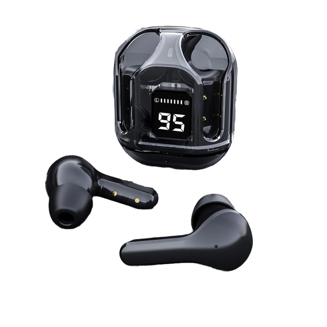 New TWS Headset with Digital Display Wireless Earbuds Transparent Charging Case Sports Music Earphones Non-Noise Cancelling