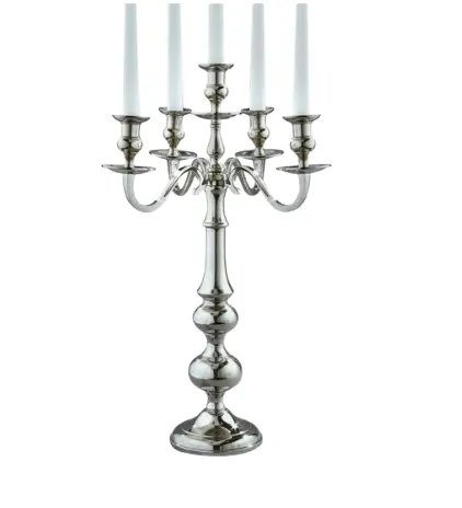 Suporte de vela de alumínio para mesa, candelabros decorativos de alumínio com acabamento brilhante, decoração para decoração de mesa e restaurante